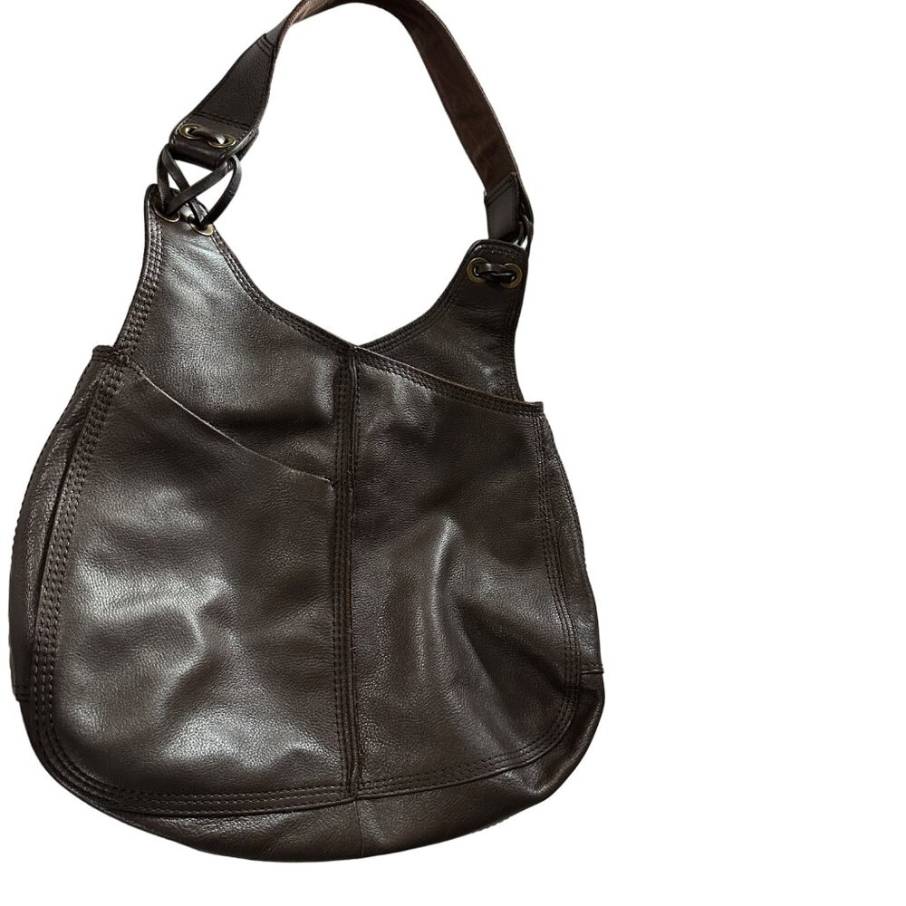 Lucky Brand Dark Brown Leather Hobo Shoulder Bag
